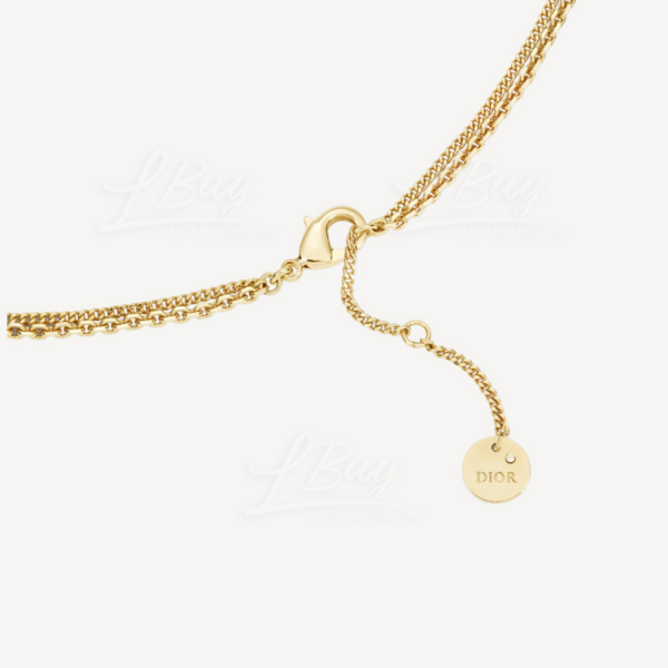 アクセサリー Dior PETIT CD DOUBLE NECKLACE Petit CD Double Necklace Gold-Finish Metal and White