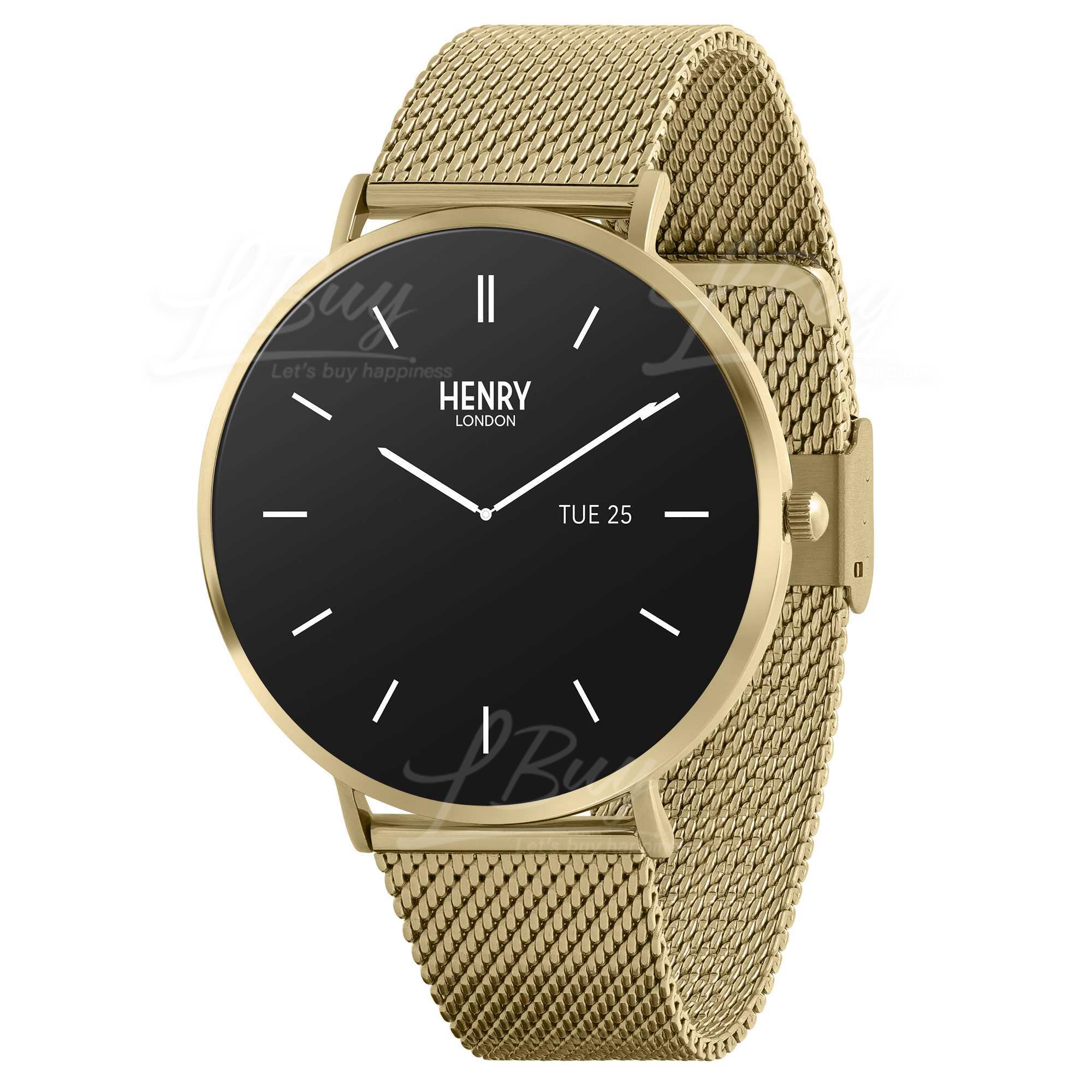 UK Henry London Elegant Smart Watch (Gold and Gold Mesh Belt) HLS65-006