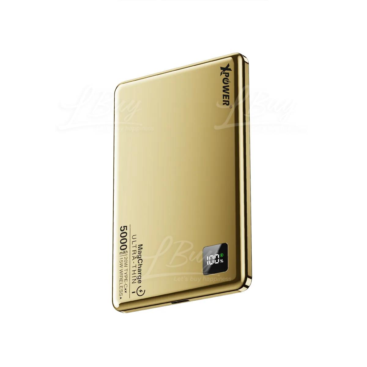 XPower M5K 2合1铝合金数显 5000mAh PD3.0+ 磁吸无线外置充电器 (特别版) (黄金特别版)