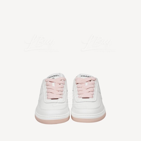 Chanel-Chanel White CC Logo White and Pink Sneakers G39978B