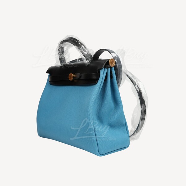 ネイビーでコーデに合わせやすい サマーバック Hermes Herbag 31 Hermès-Hermes Herbag Zip 31 Bag New Bleu Jean Noir ghw