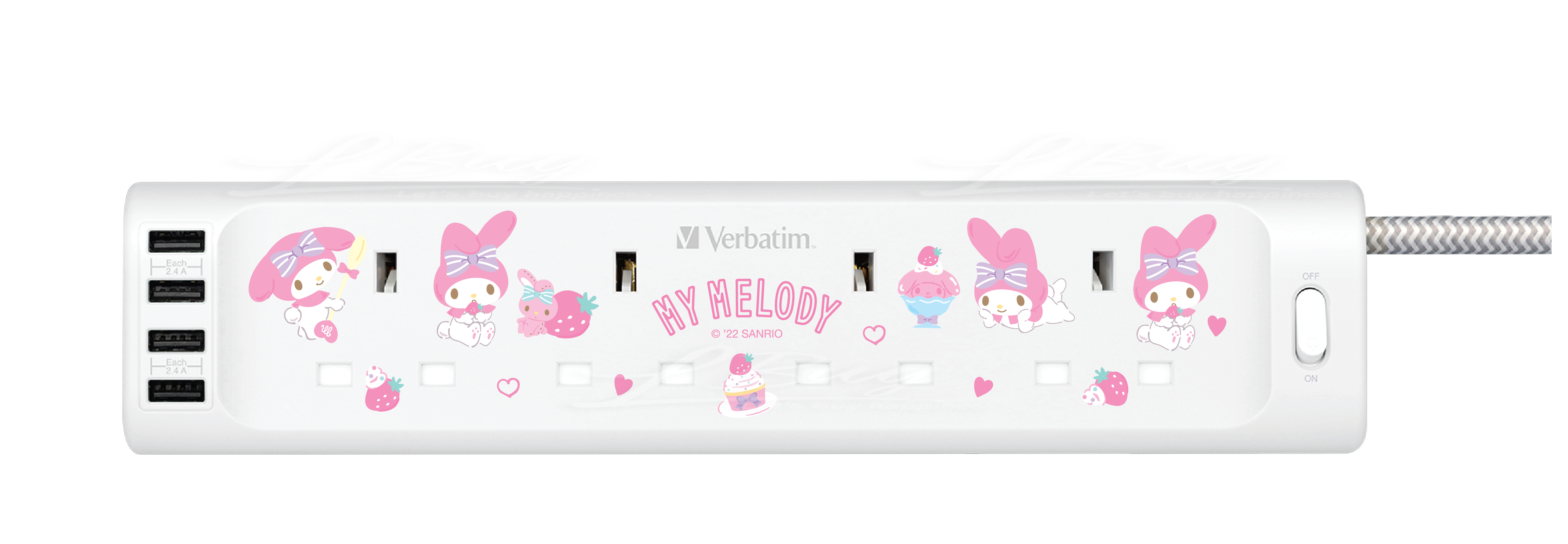 Sanrio USB extension board (4 sockets + 4 USB) Melody