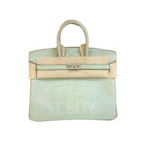 Hermes Birkin 25 Bag 手挽袋 啞光霧面鱷魚皮 新薄荷綠 銀扣 外縫