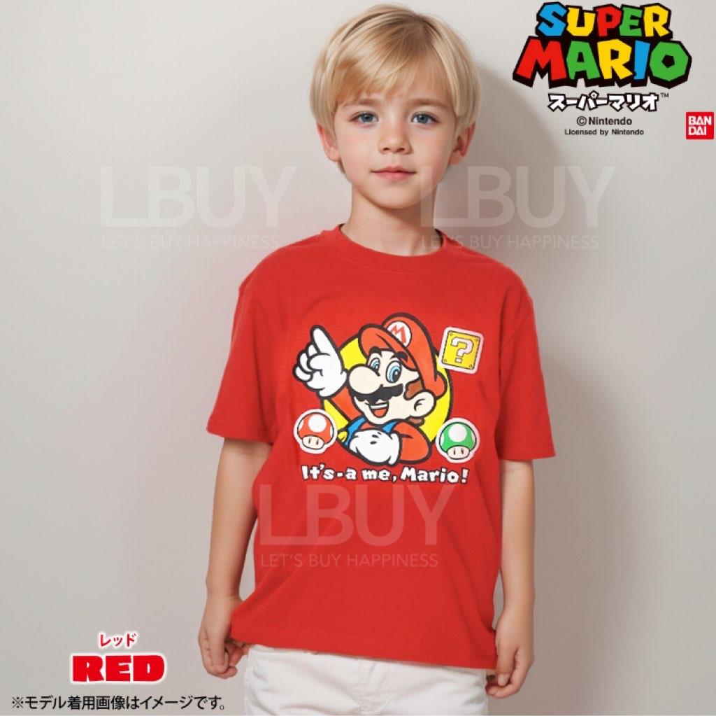 Mario 吸汗速乾防蚊加工童装红色短袖T恤（尺码：110－130）