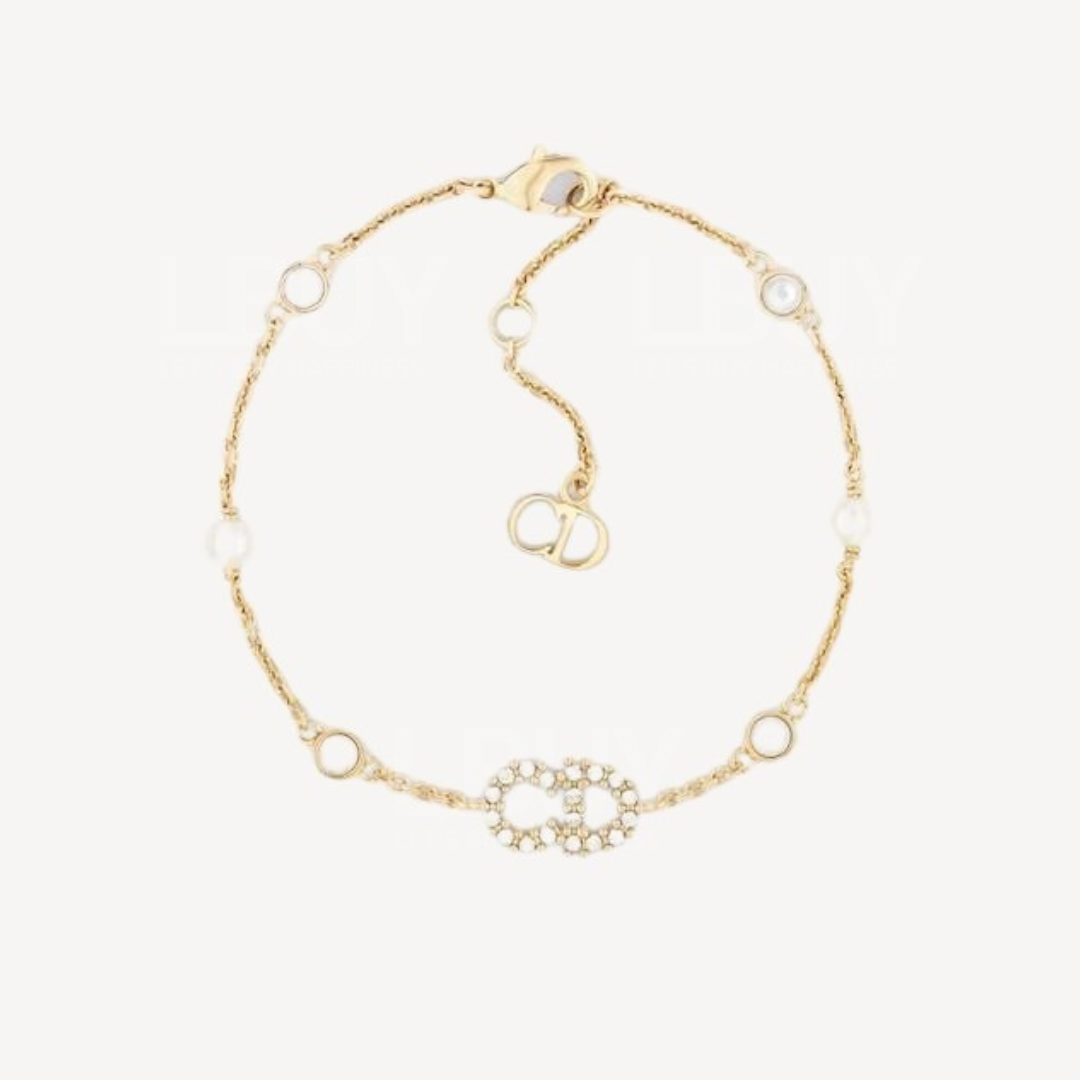 Dior Clair D Lune Bracelet Gold-Finish Metal and White Crystals B0668