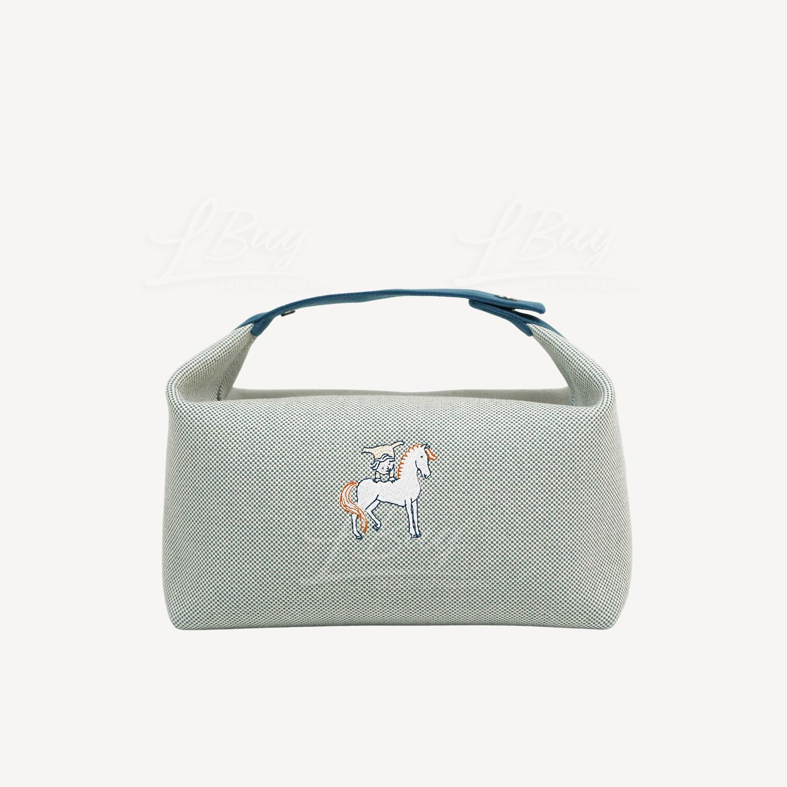 Hermes Bride-a-Brac Cabriole Case 饭盒包 小马Logo 蓝色编织带 大号