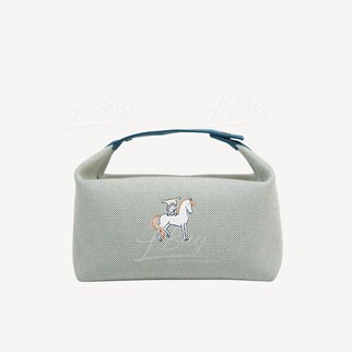 Hermes Bride-a-Brac Cabriole Case Bleu Braid Large Model