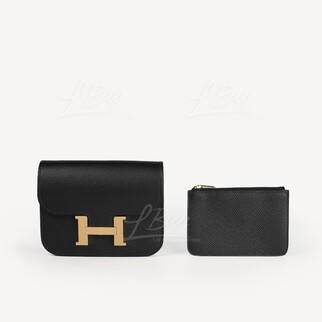 Hermes Constance Slim Wallet Black ghw