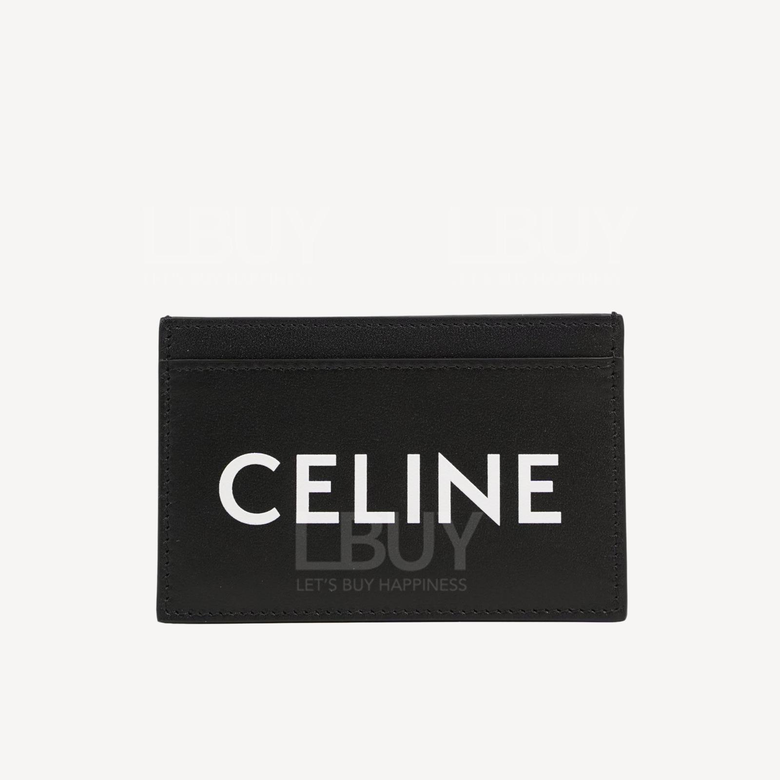 Celine Logo 印花平滑小牛皮卡片套 黑色