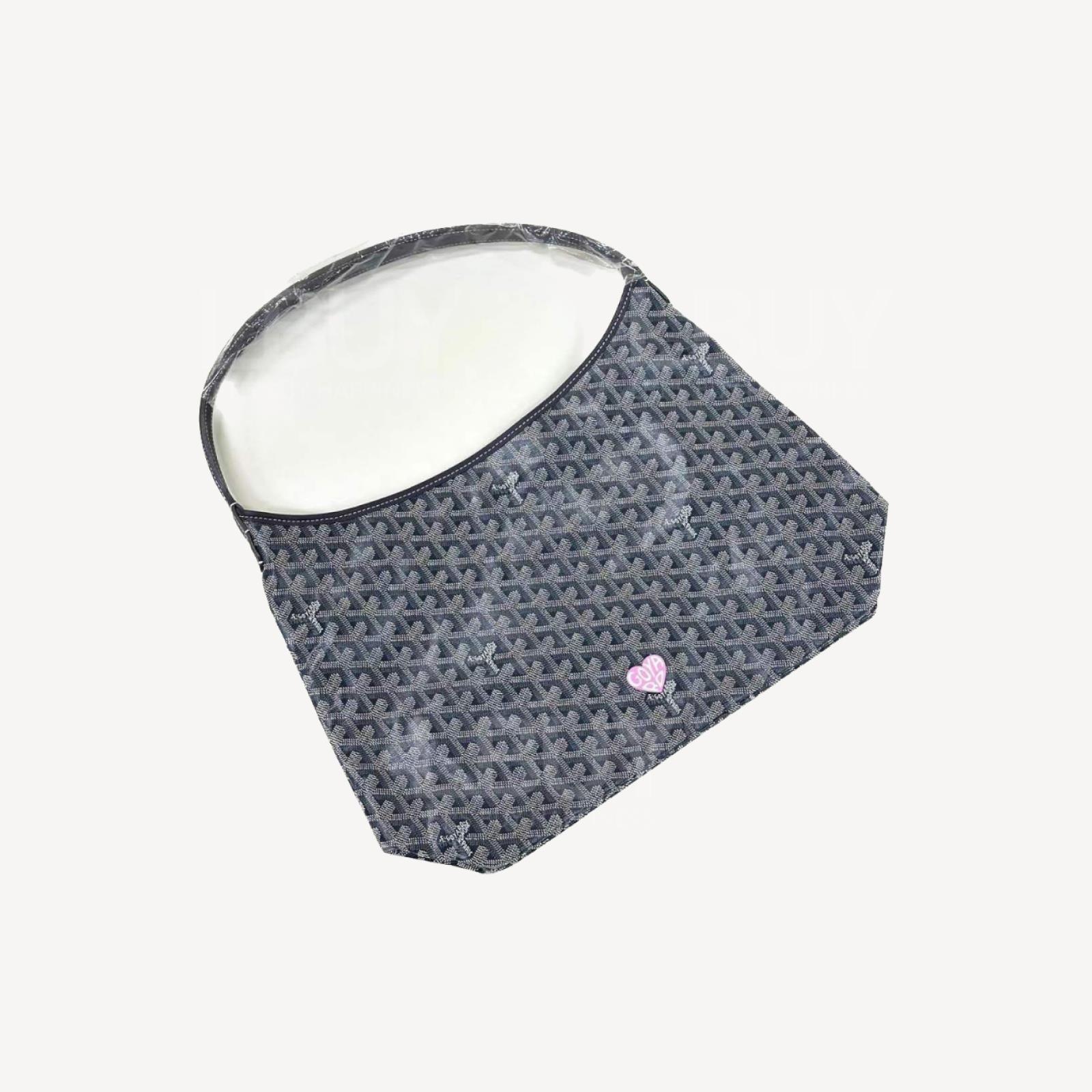 Goyard Boheme Hobo 限量版單肩袋 灰色併粉紅色心心