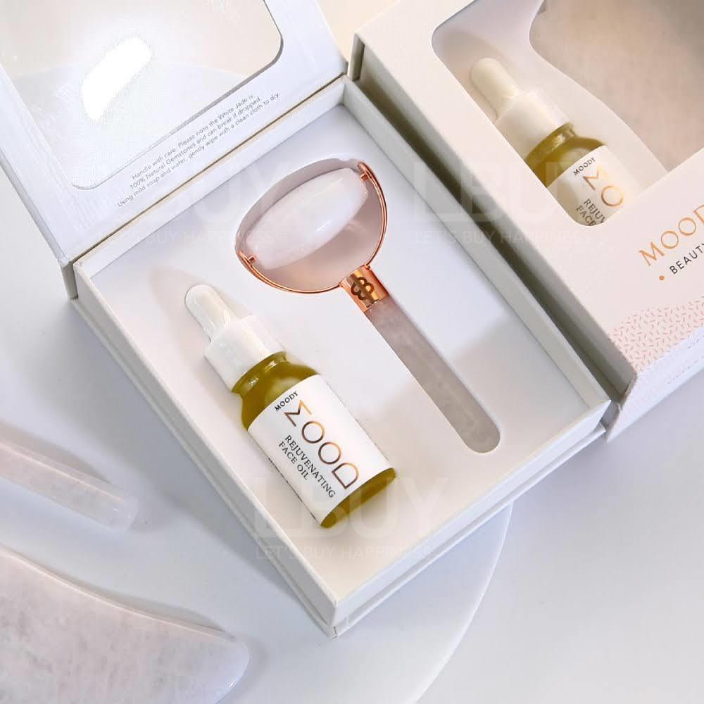 Moody Mood 天然白玉按摩棒及美容油套装 (15ml)