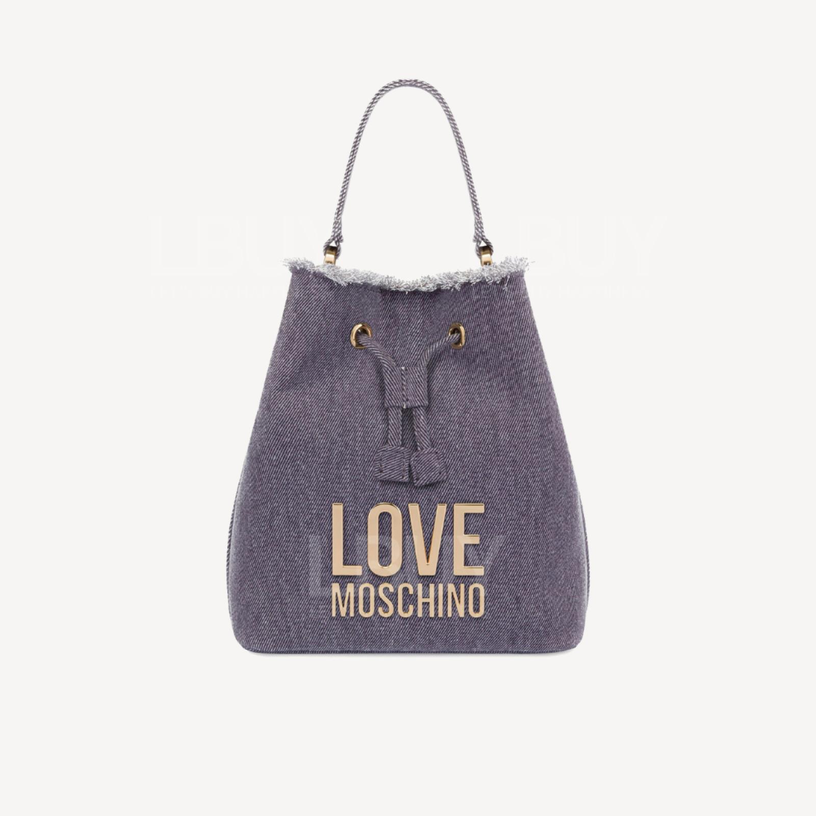 Love Moschino 蓝色洗水牛仔布水桶索袋