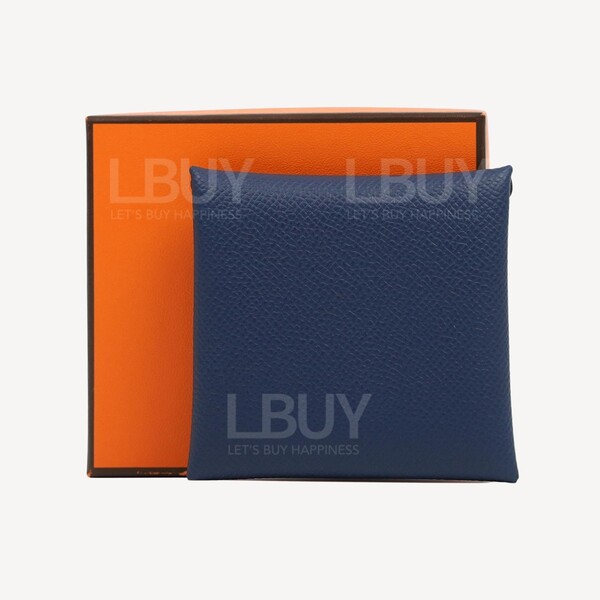 Hermès-Hermes Bastia Verso Change Purse Bleu Saphir with Vert Anglais