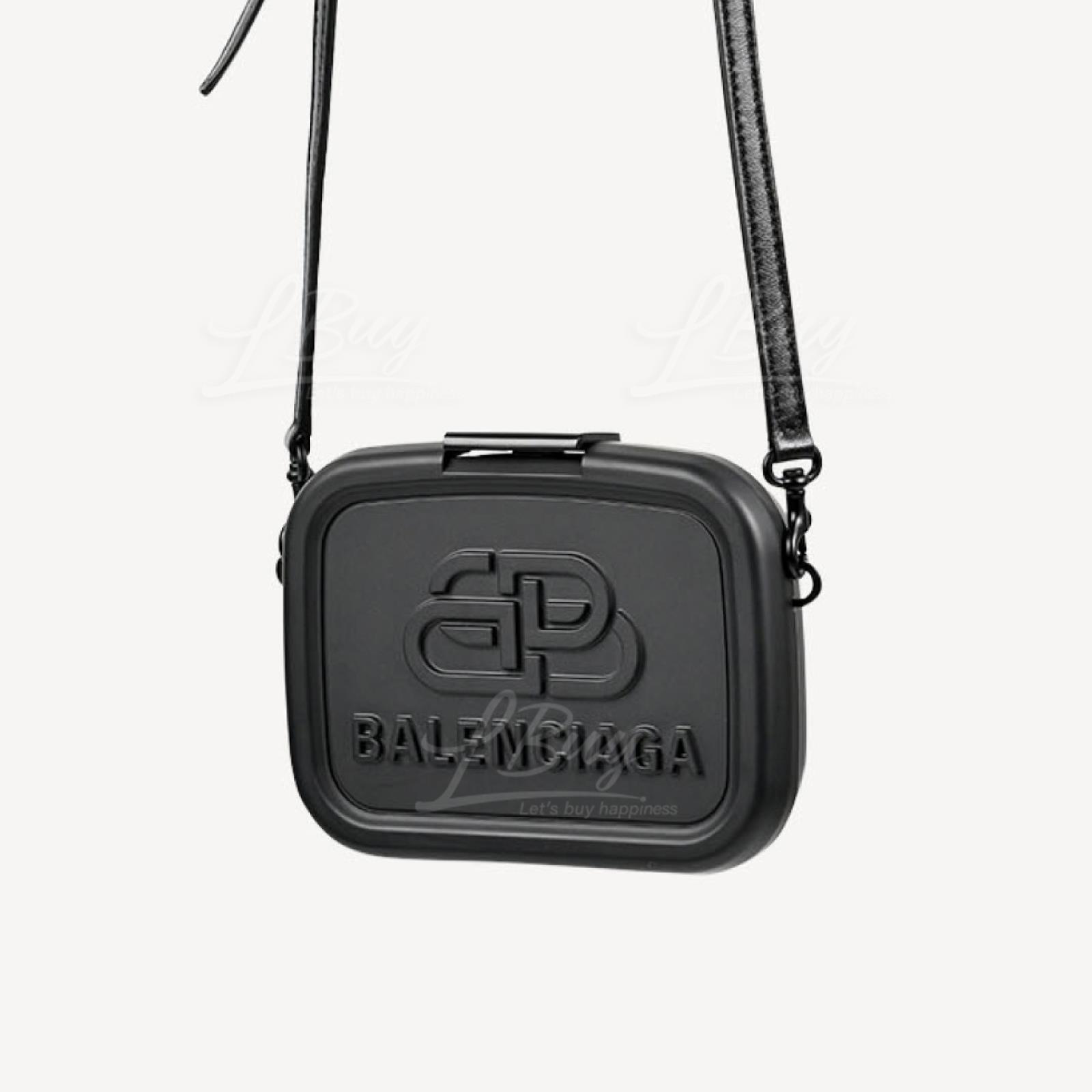 Balenciaga-Balenciaga Black Lunch Box Mini Case with Leather Strap