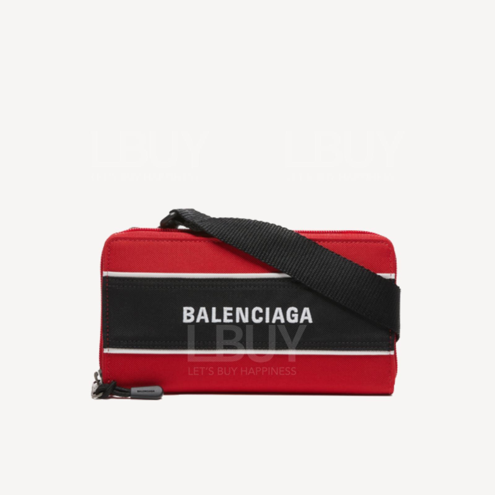 Balenciaga Black And Red Colour Wallet With Removable Strap