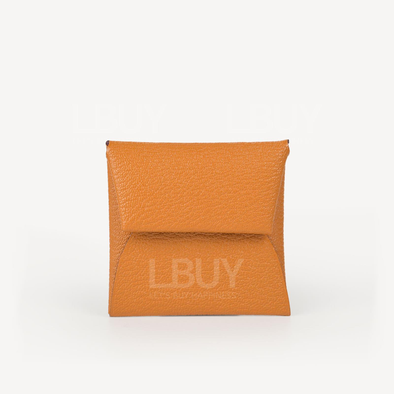 Hermes Bastia Verso Mysore Goatskin Change Purse Caramel with Mauve Sylvestre