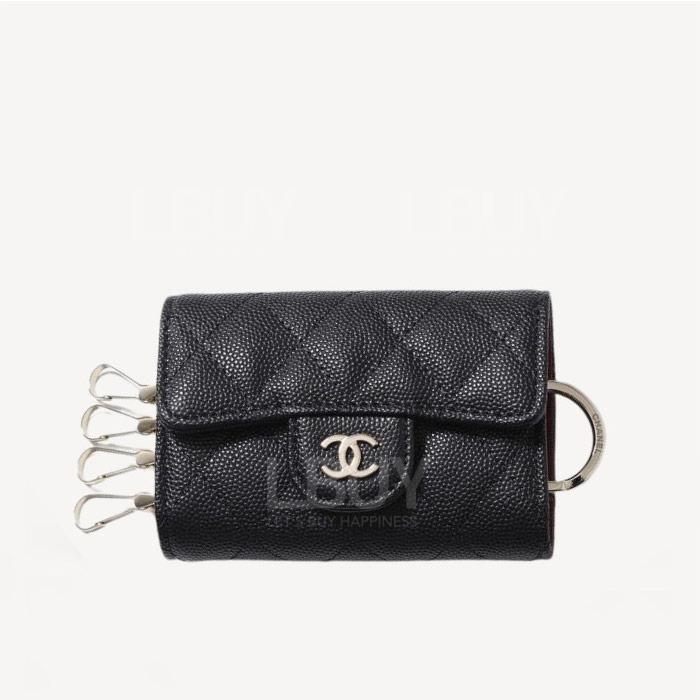 Chanel Gold CC Logo Key Case Black AP0222