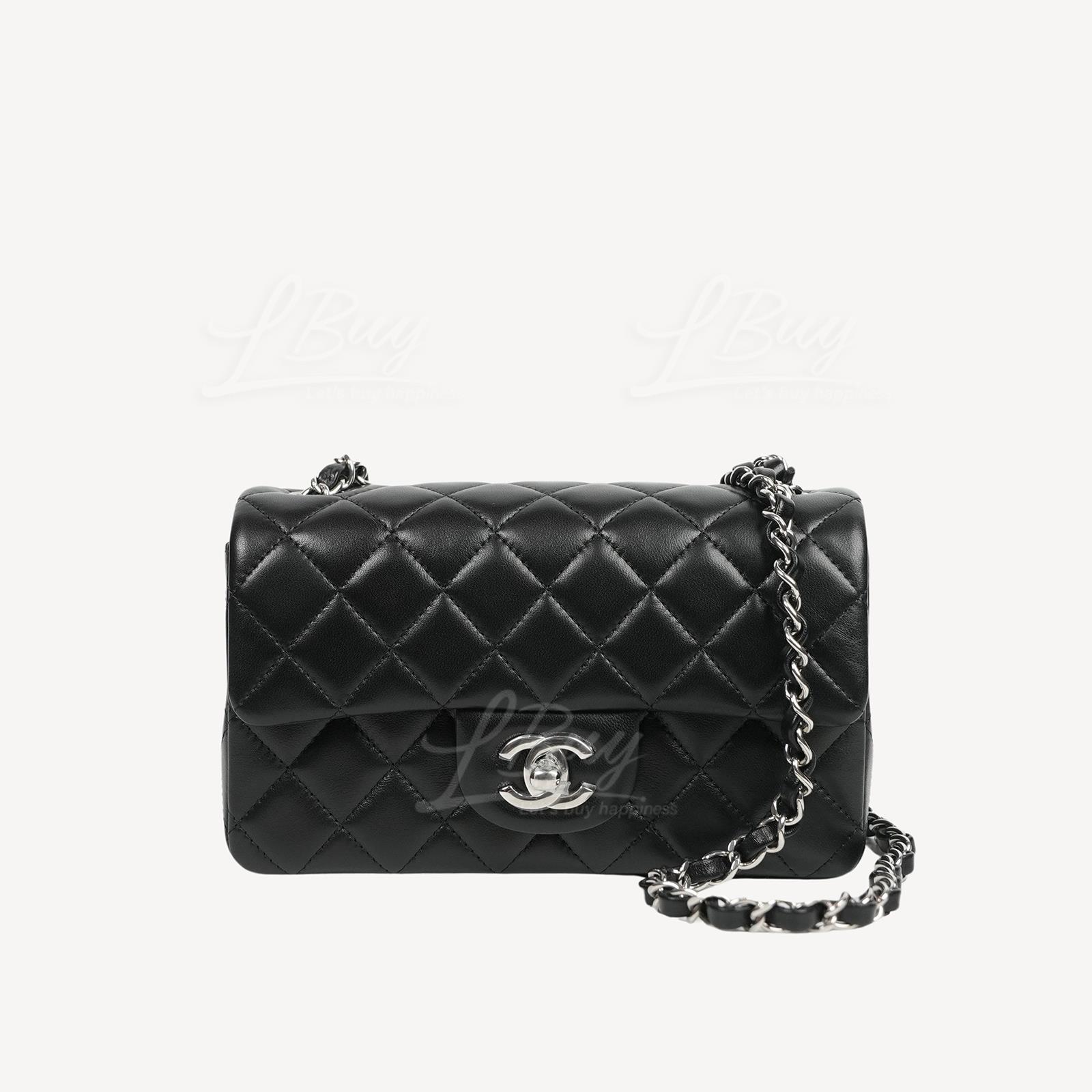 Chanel Classic Flap Bag Sliver Chain Black 20cm A69900