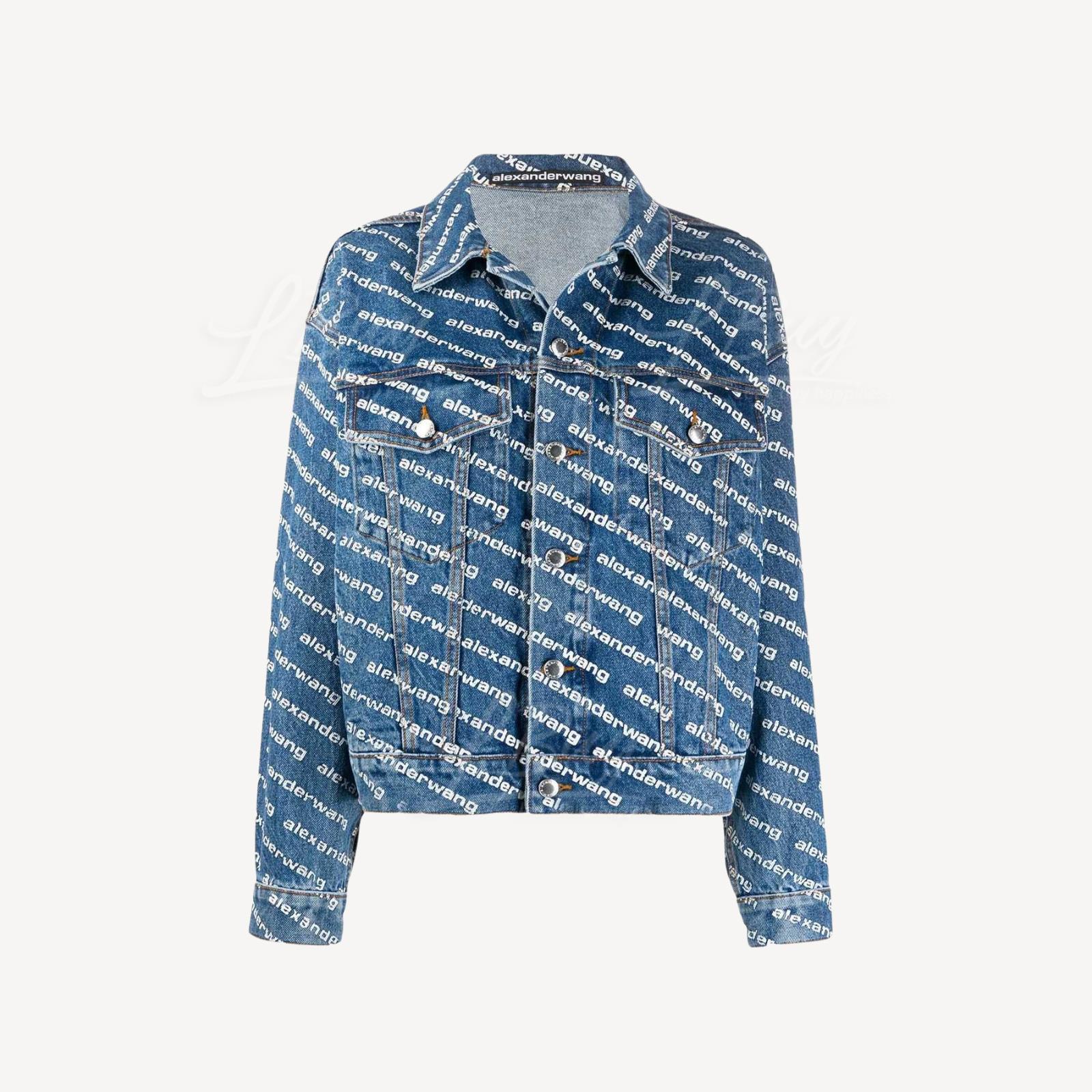 Alexander Wang White Logo Denim Jacket Blue