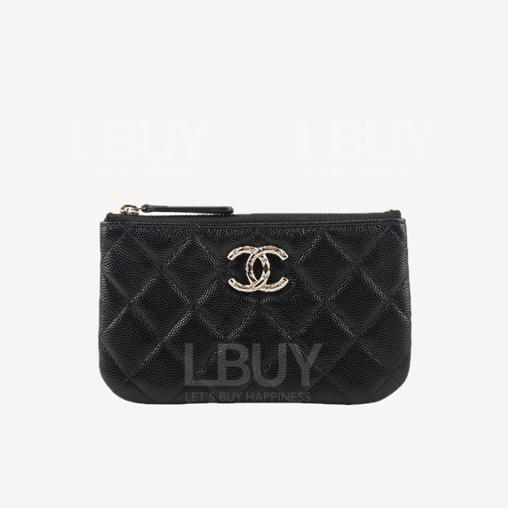 Chanel 拉链银包迷你手提包 黑色配金色刻字CC logo AP3980