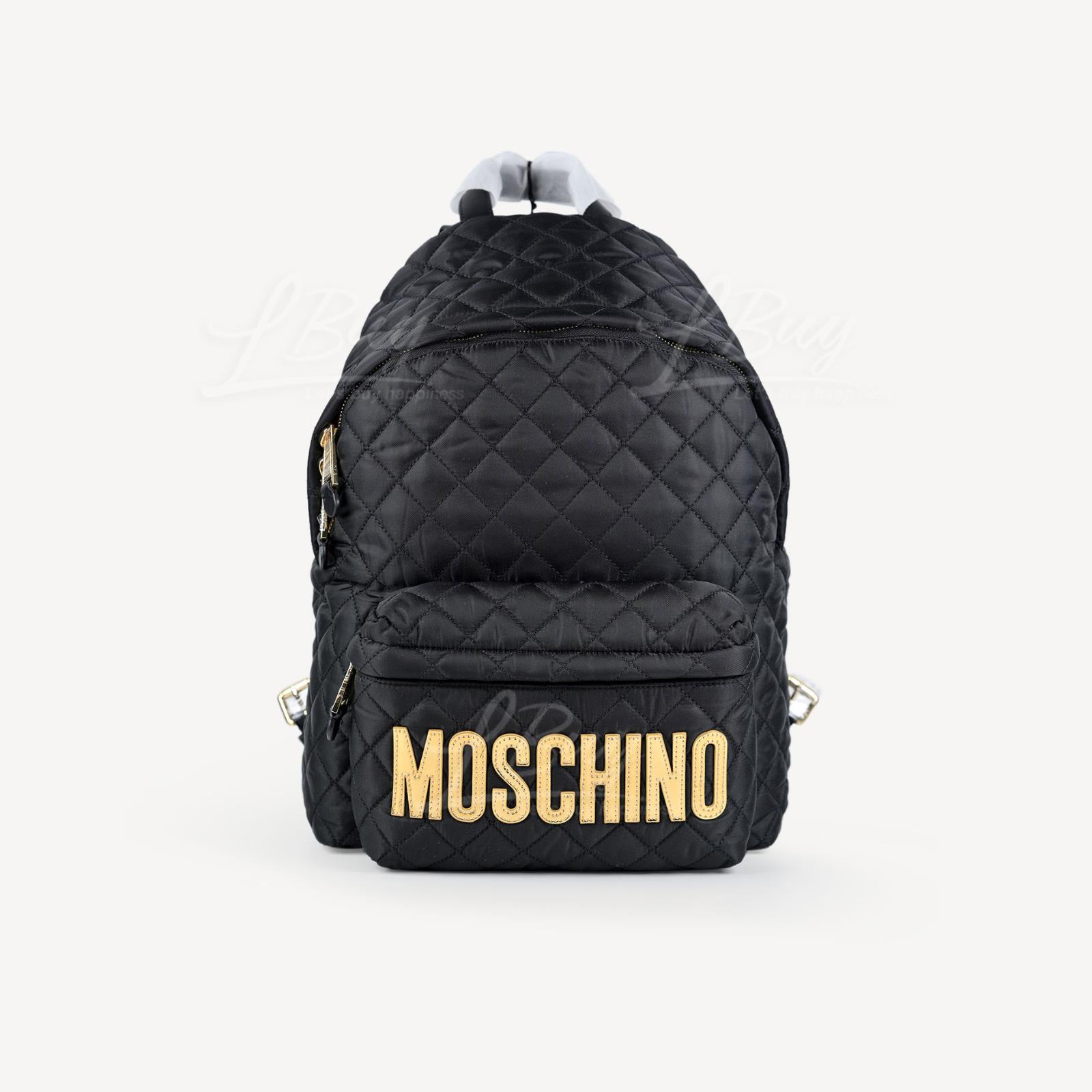 Moschino Gold Logo Black Large Backpack