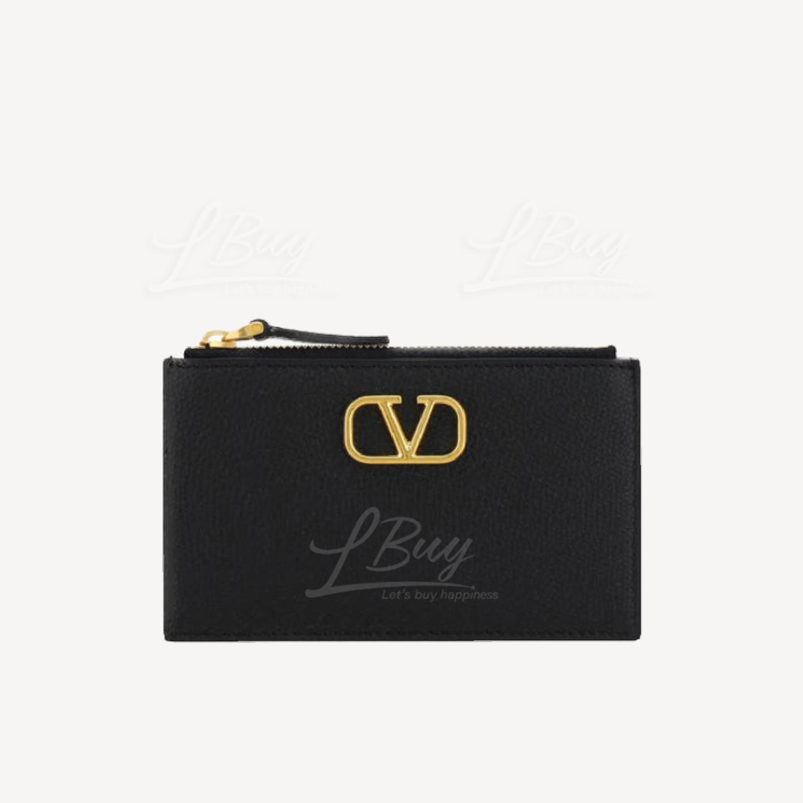 Valentino Vlogo 皮革拉链信用卡包 黑色