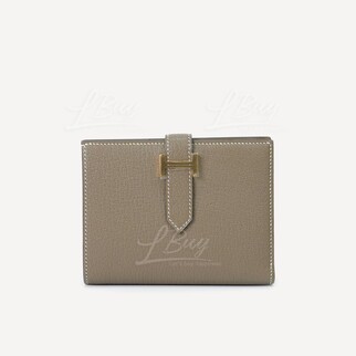 Hermes Bearn Compact Wallet 短銀包 大象灰金扣 山羊皮