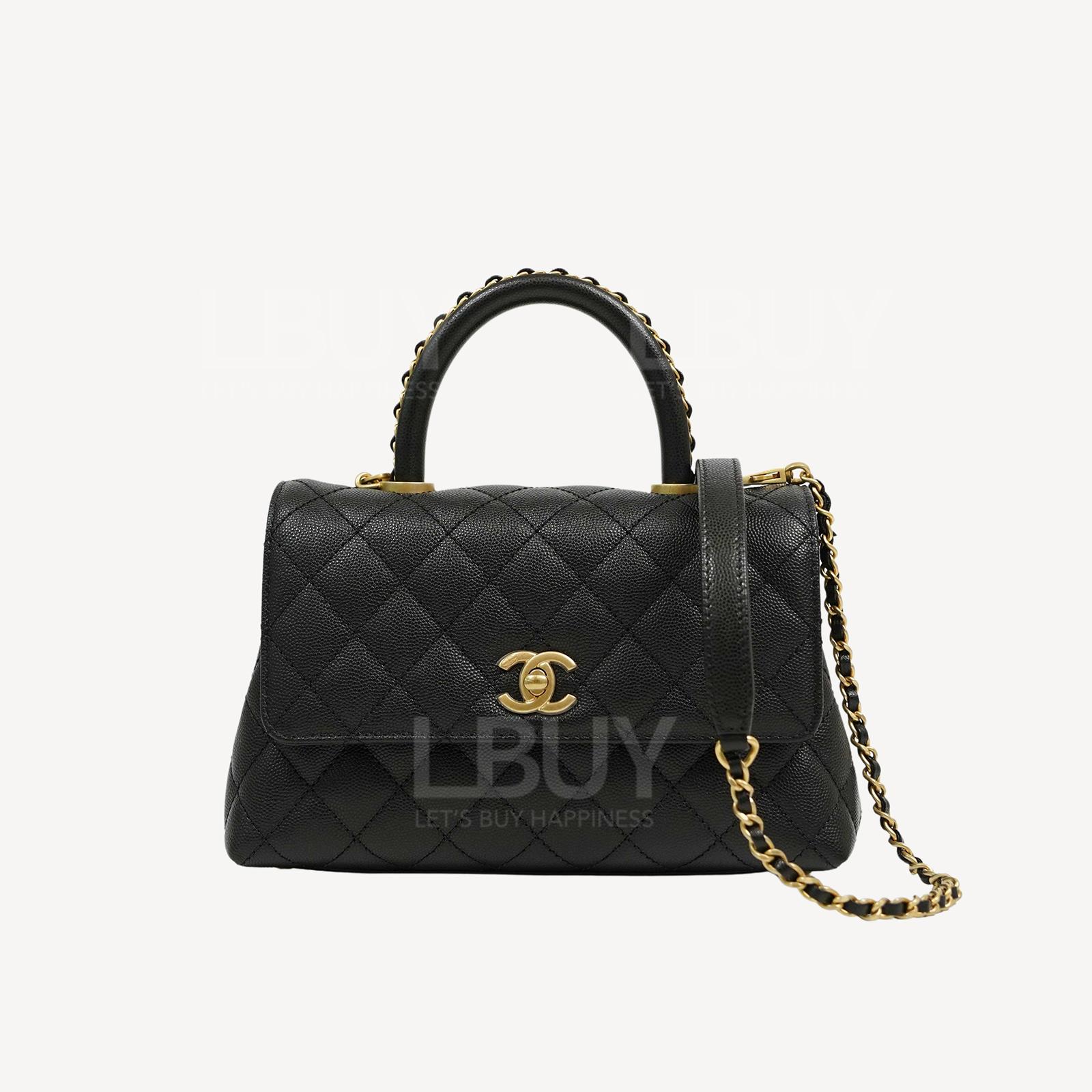 Chanel CoCo Handle Small 24cm Black Leather Chain Strap Handbag A92990