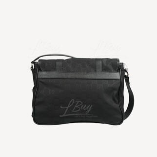 Gucci GG Logo 黑色尼龙翻盖斜孭袋邮差包 510335