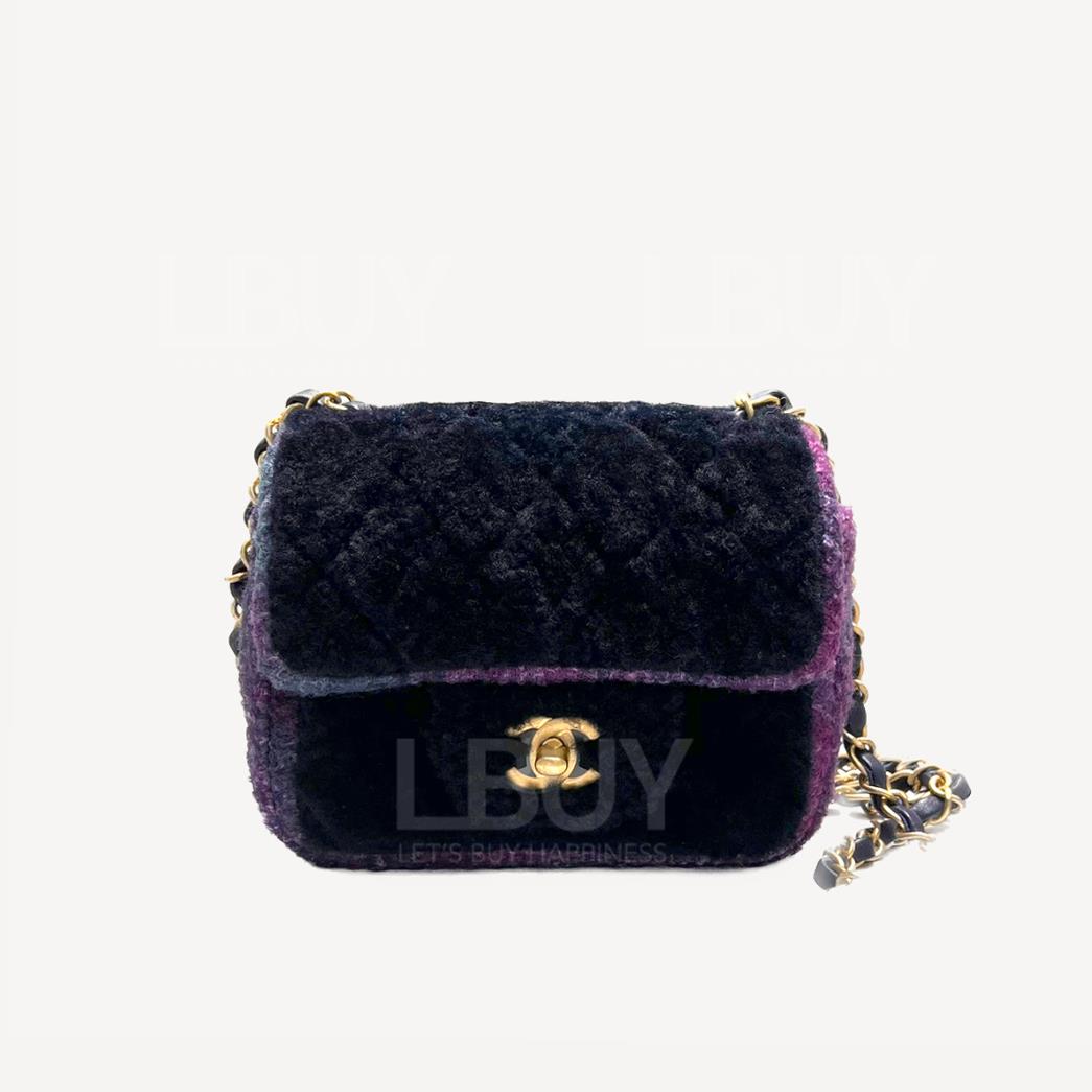 Chanel Square Classic Single Flap Bag Quilted Ombre Shearling Mini 17cm