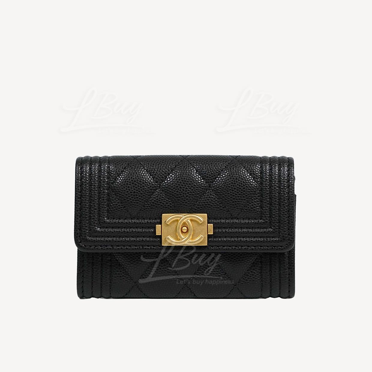 Chanel-Chanel Boy Flap Card Holder Black ghw AP3342