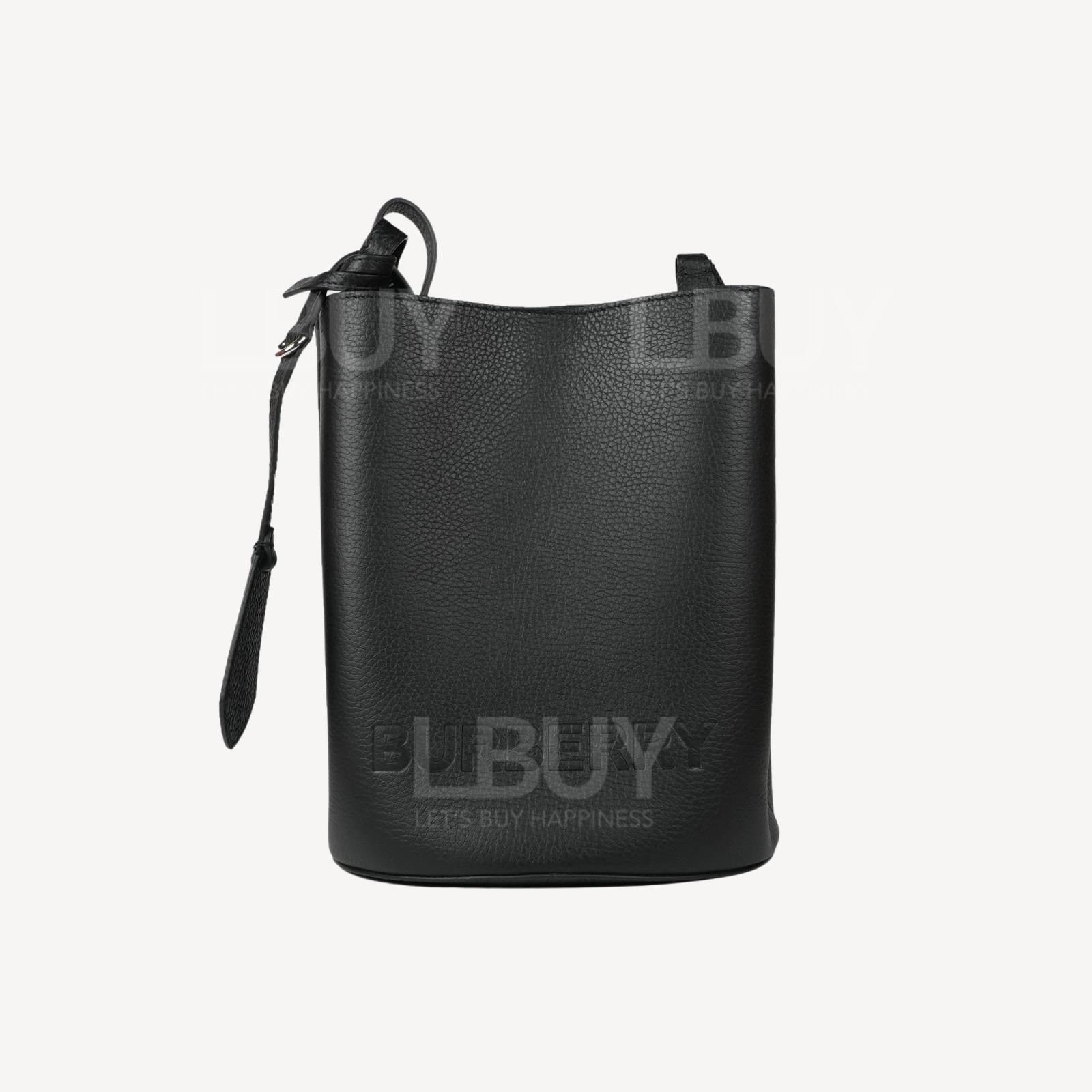 Burberry Small Lorne Logo Leather Bucket Bag Black 80528511