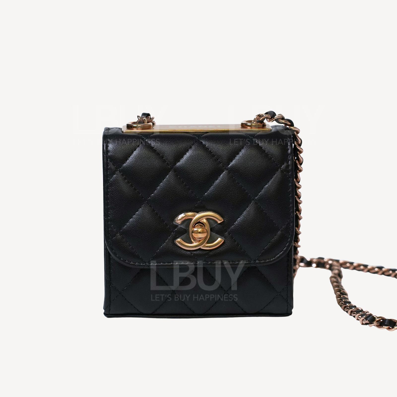 Chanel 玫瑰金属片黑色装饰炼带小手袋 A81633