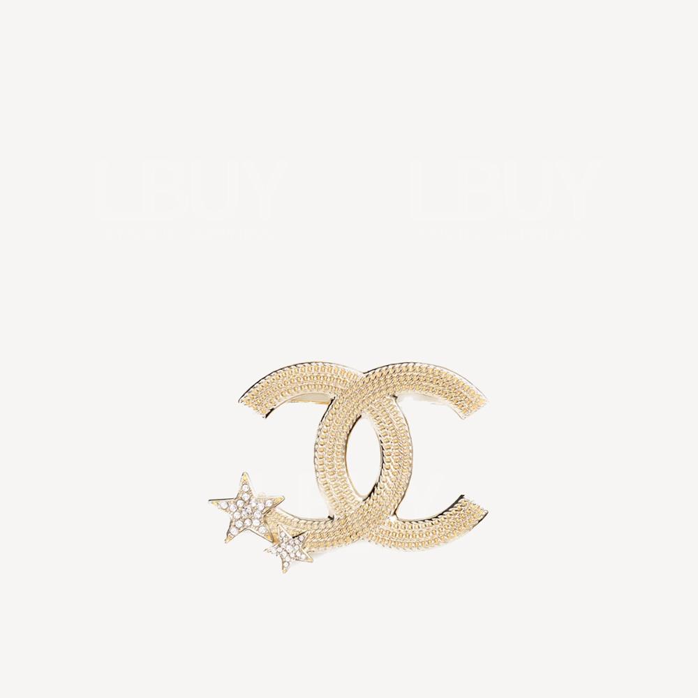 Chanel Brooch 满闪石CC Logo拼幸运星胸针 ABB505