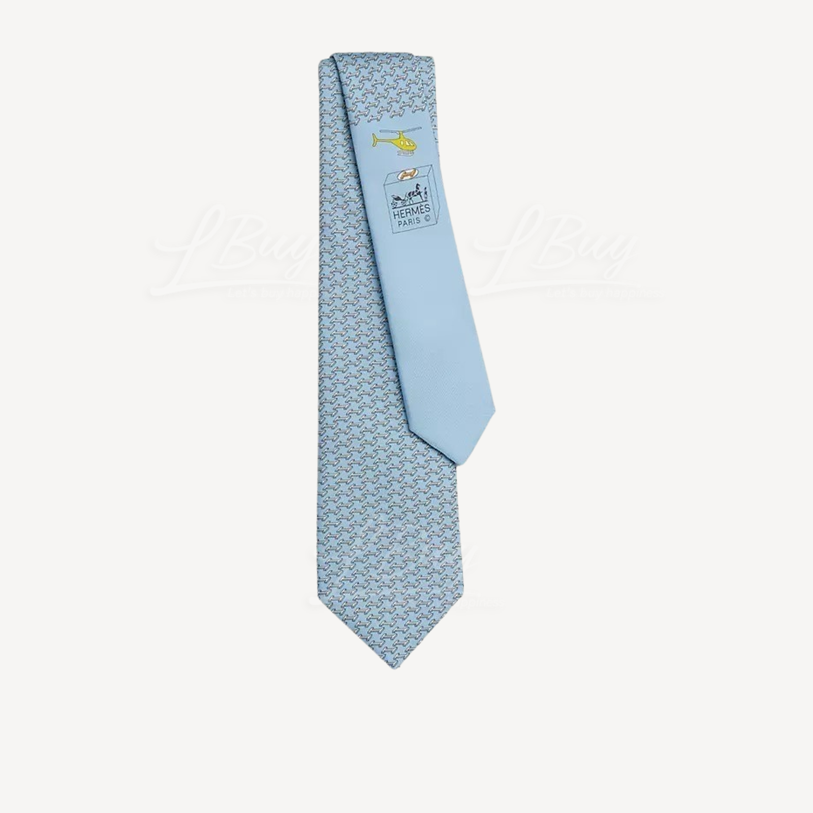 Hermes Landing H Tie 天蓝色 白色