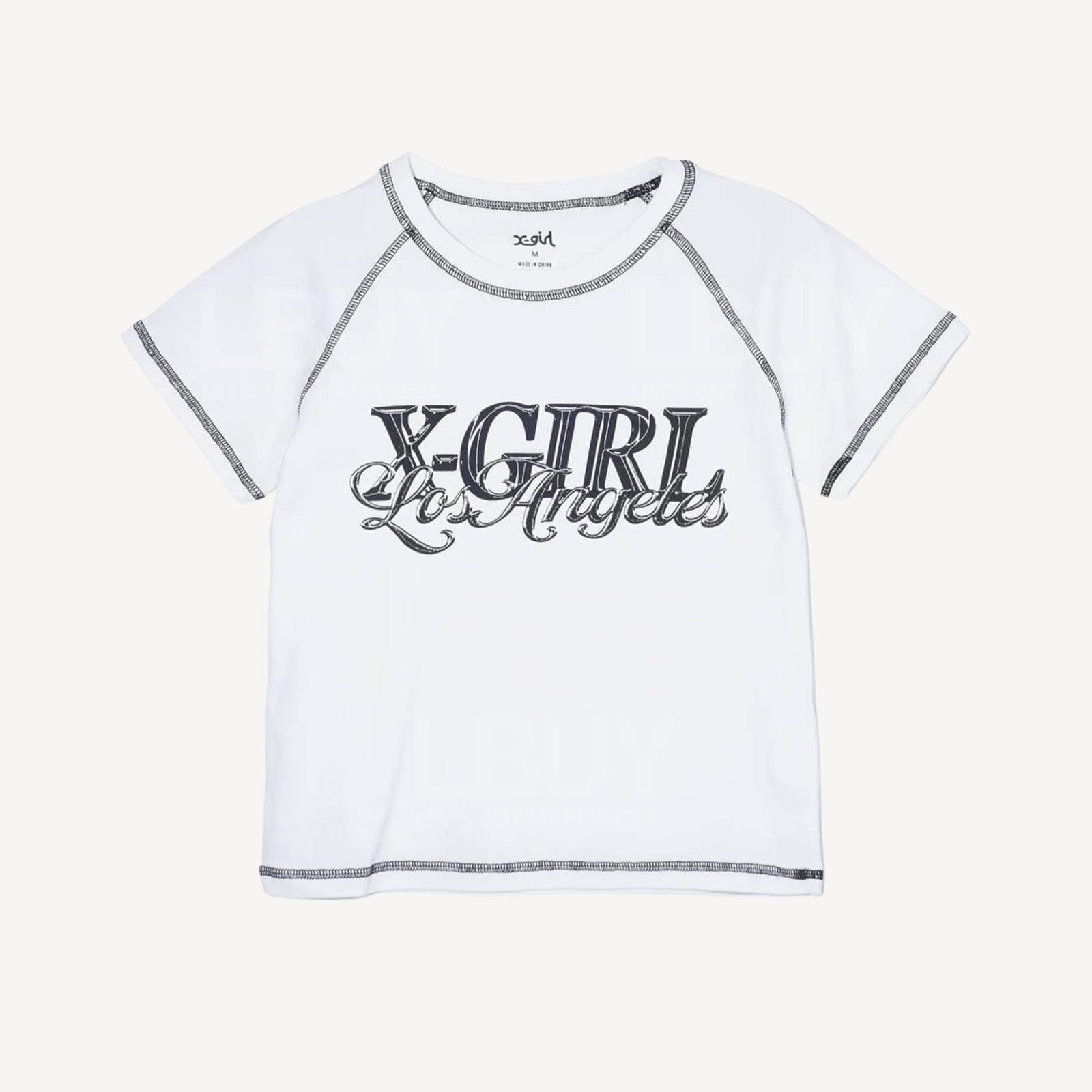 X-girl CHROME EFFECT LOGO RAGLAN S/S BABY TEE