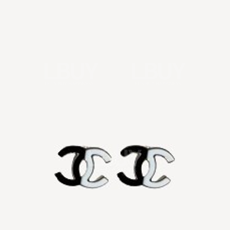 Chanel Black and White CC Logo Earrings
