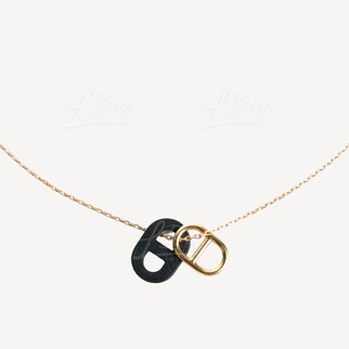 Hermes O'Maillon Pendant Necklace Black with Rose Gold Hardware