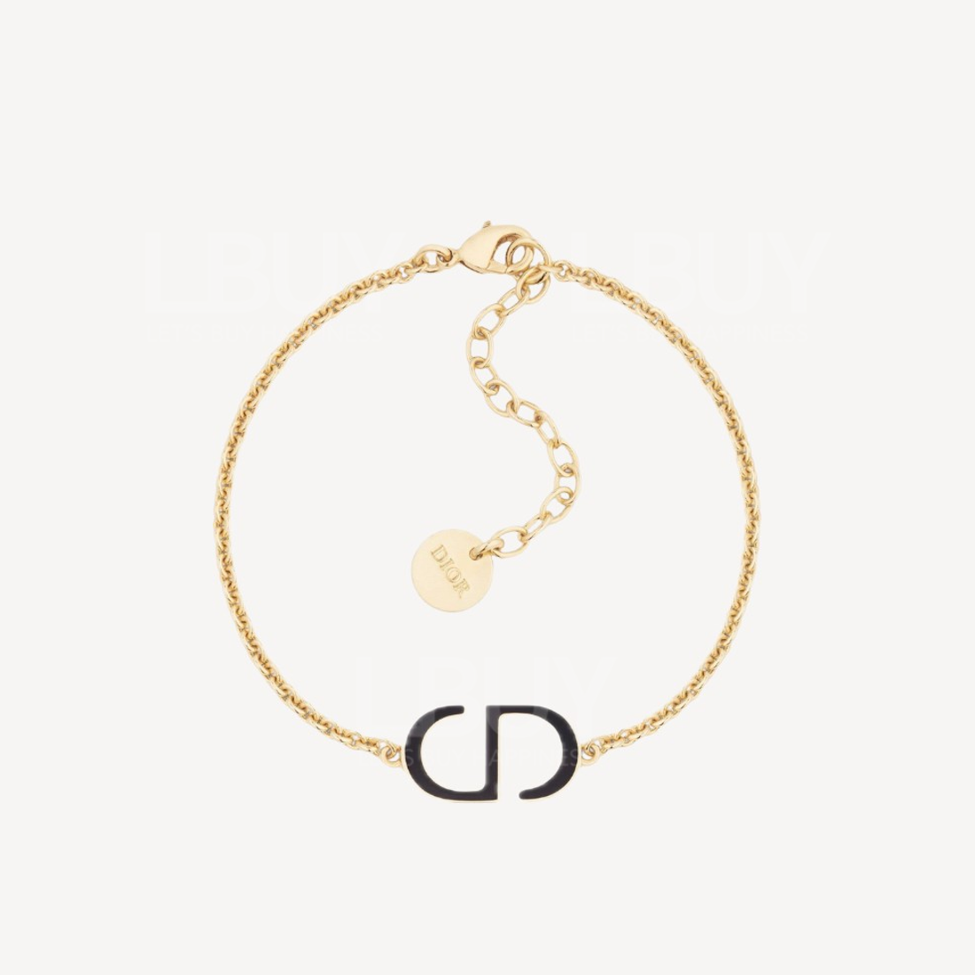 Dior Petit CD 黑漆Logo金色手链 B2045