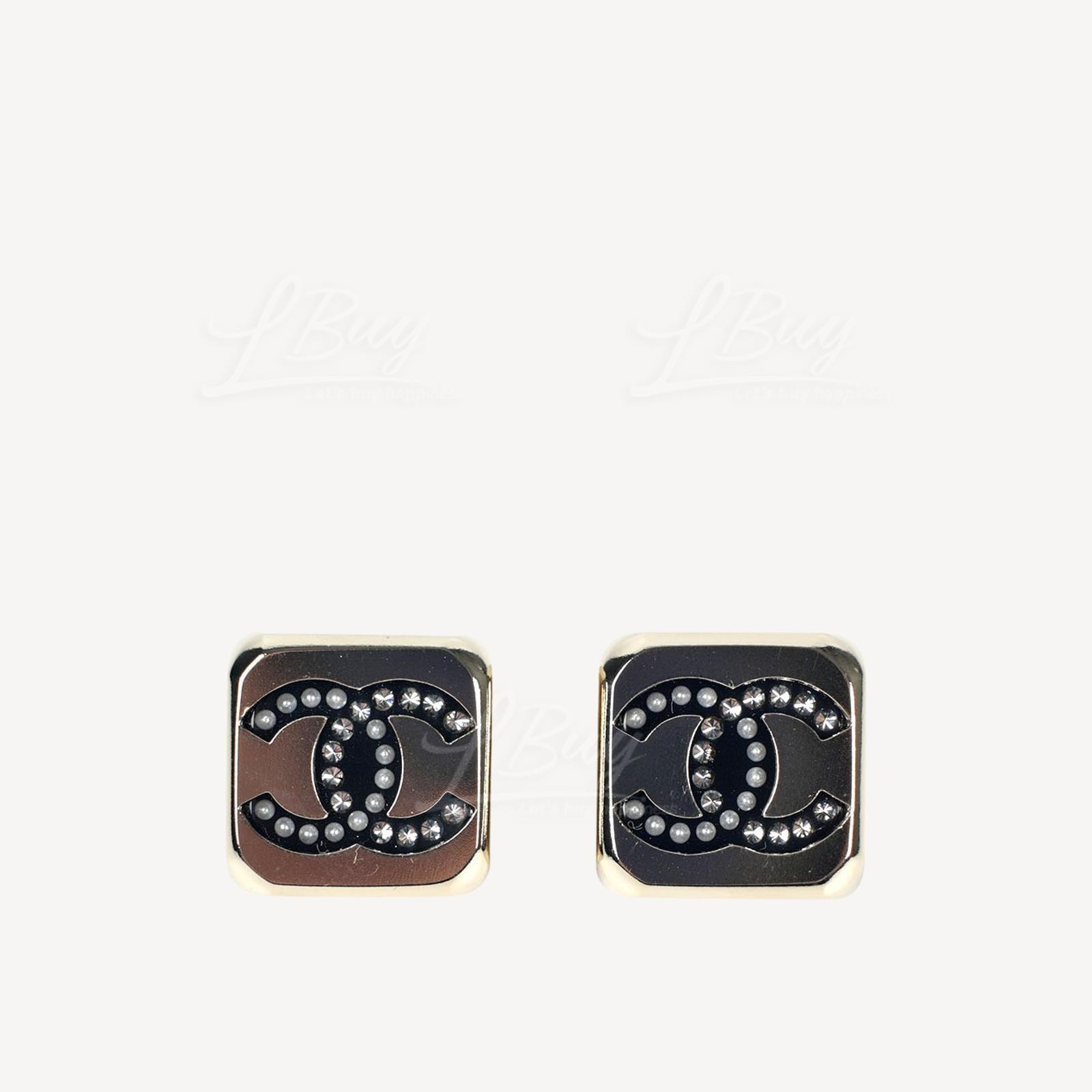 Chanel 金色方形CC Logo耳环 AB7971