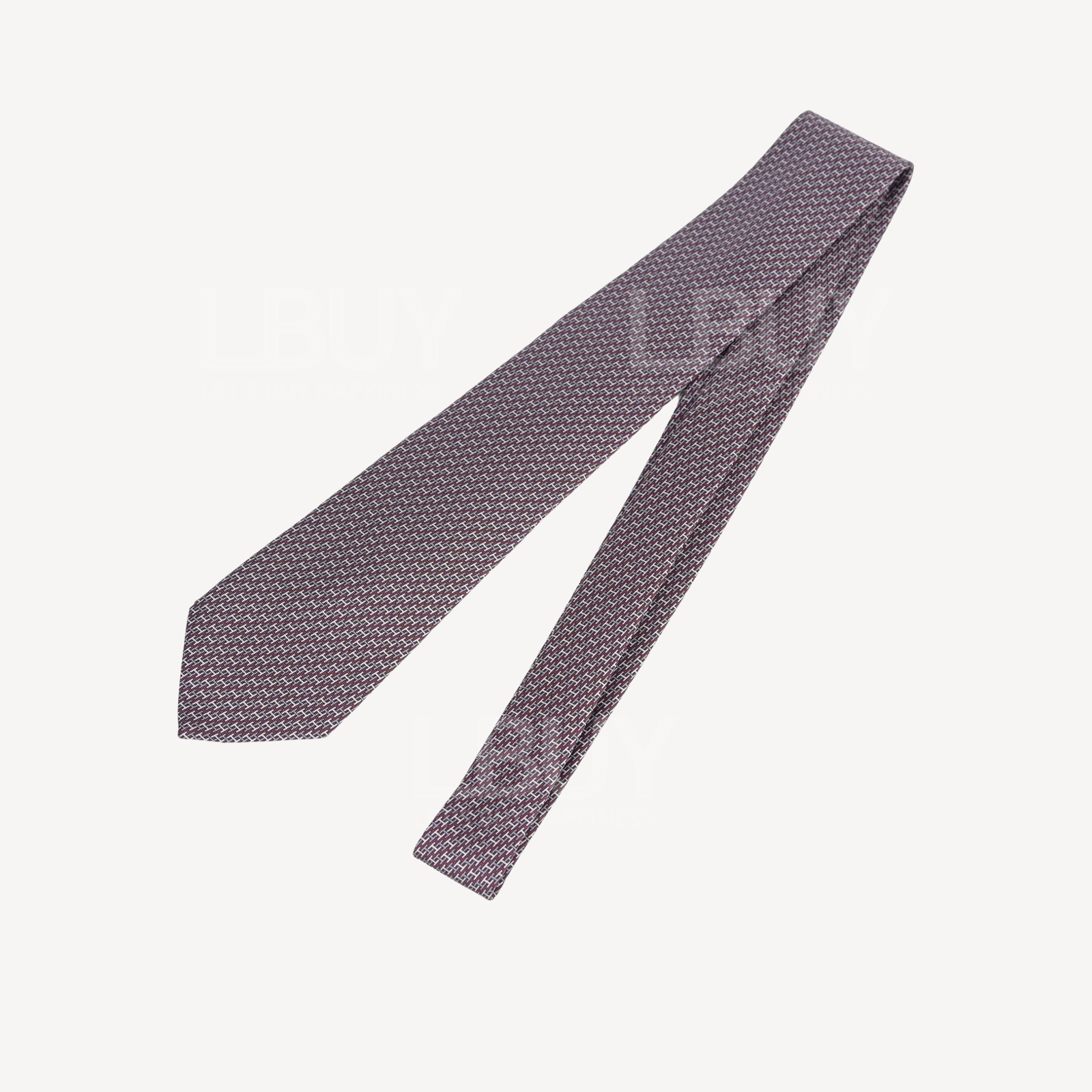 Hermes 7 Triple H Tie Bordeaux;Gris;Gris Clair