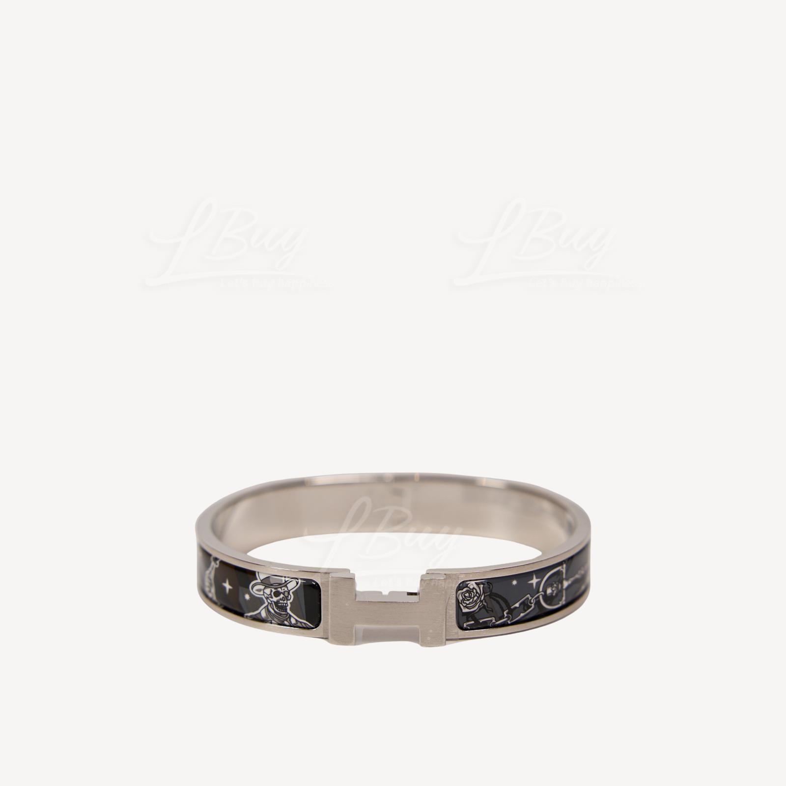 Hermes Clic HH C'est la Fete Bracelet 银色 手镯 手鈪 骷髅派对图纹印花配银色