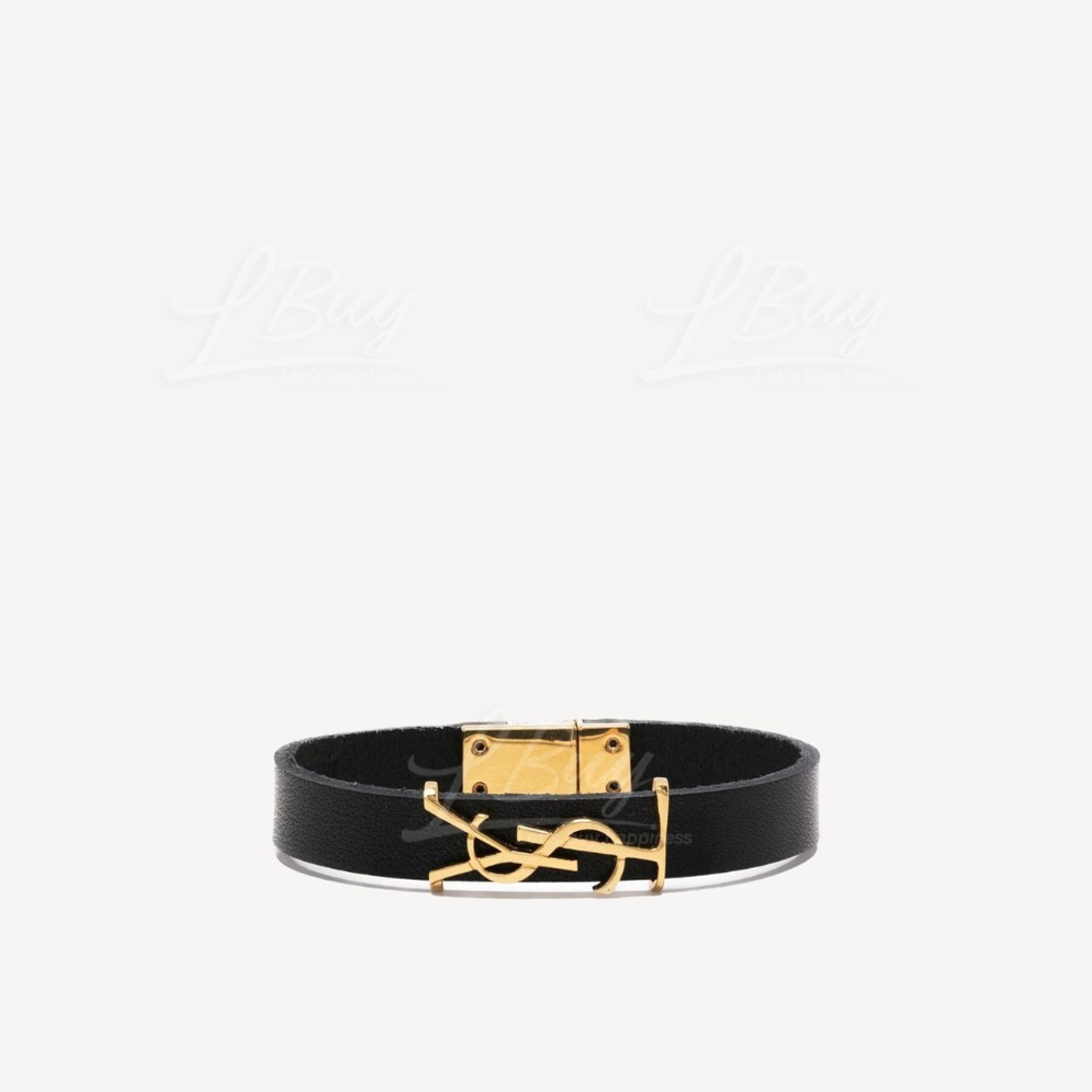 Saint Laurent YSL黑色拼金字皮手帶