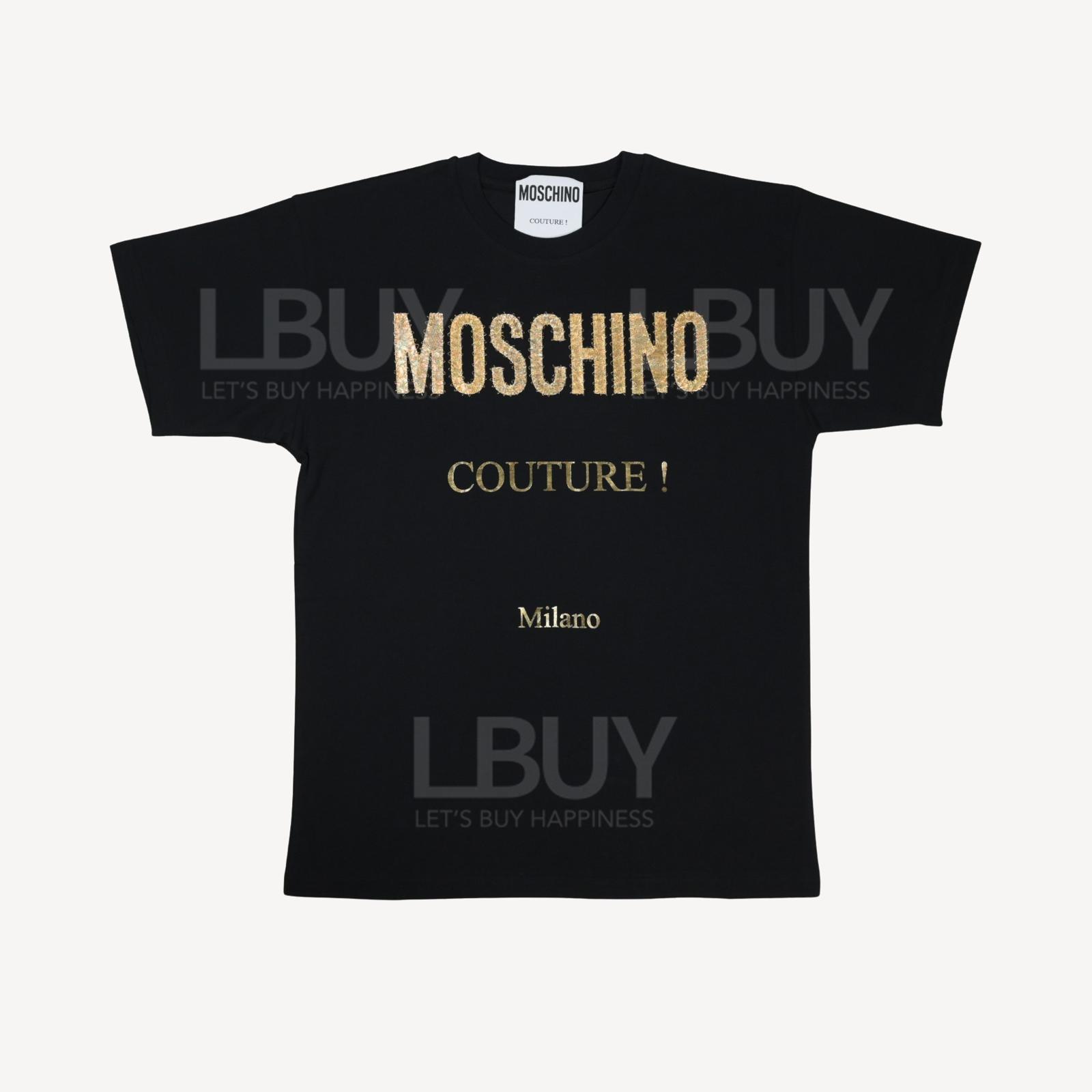 Moschino Couture 車線金色Logo 短袖T恤 黑色