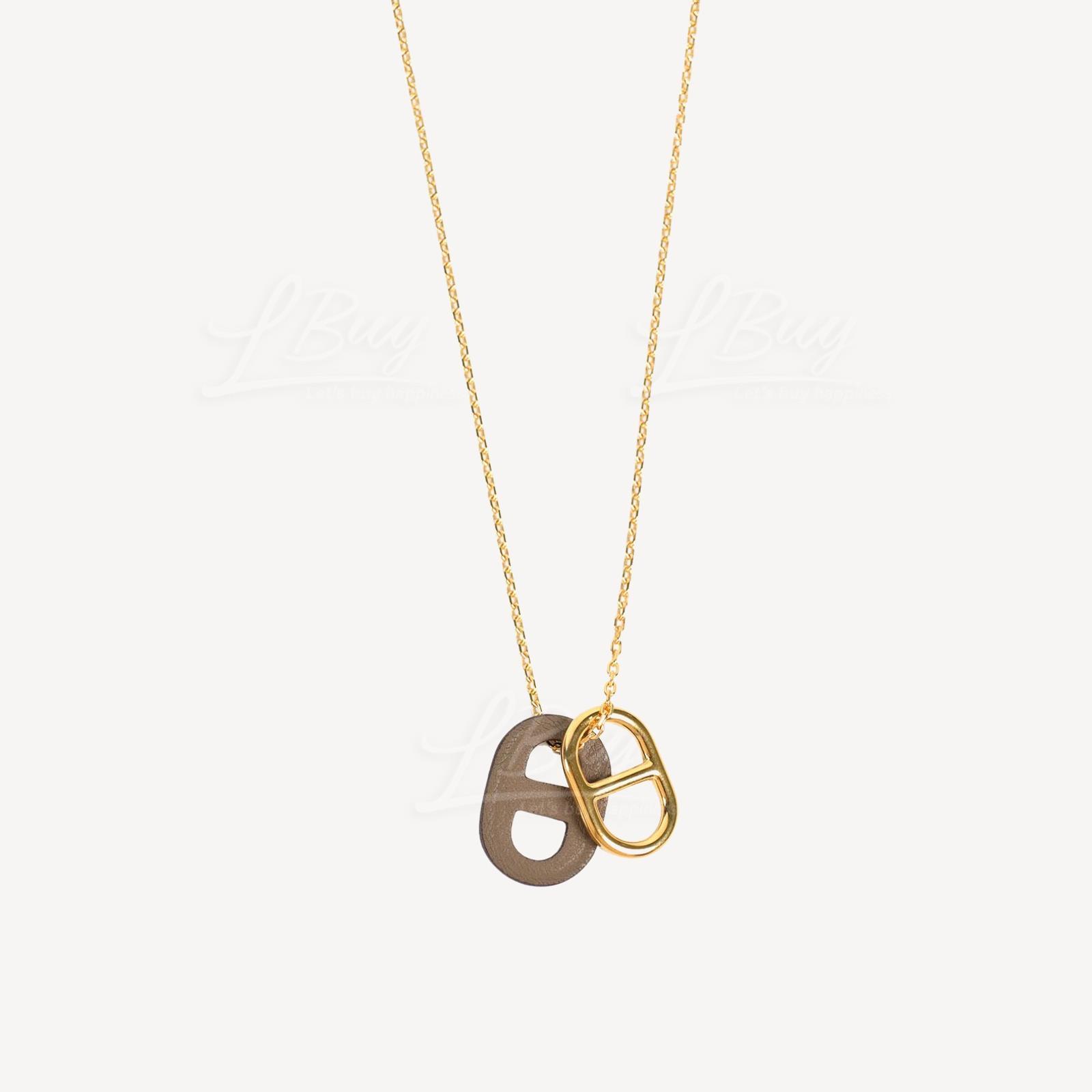 Hermès-Hermes O'Maillon Pendant Necklace Etuope with Gold