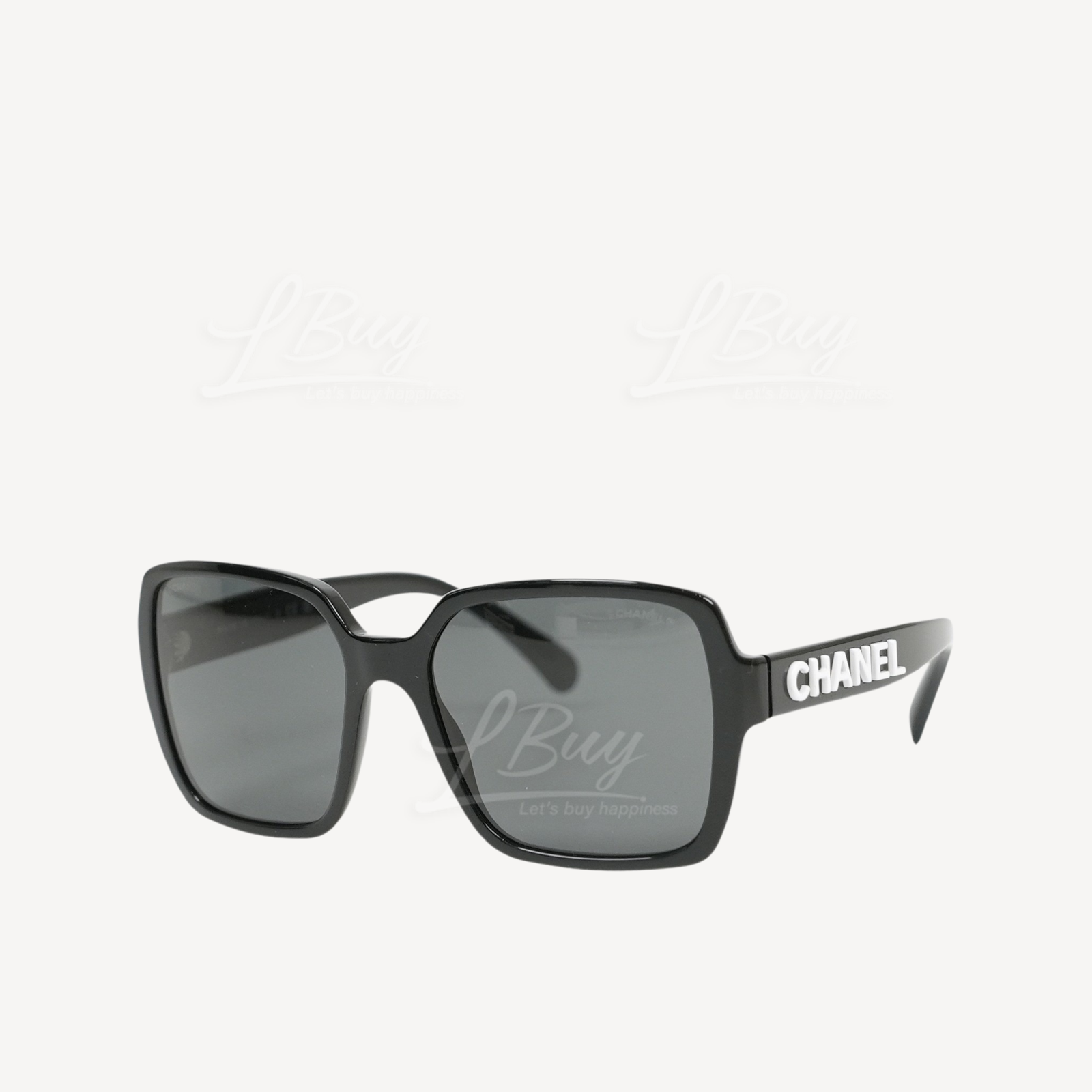 Chanel 方形黑框 白色Logo鏡臂 太陽眼鏡 0CH5408