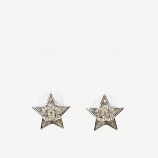 Chanel Sliver Star Rhinestone CC Logo Earrings ABA911