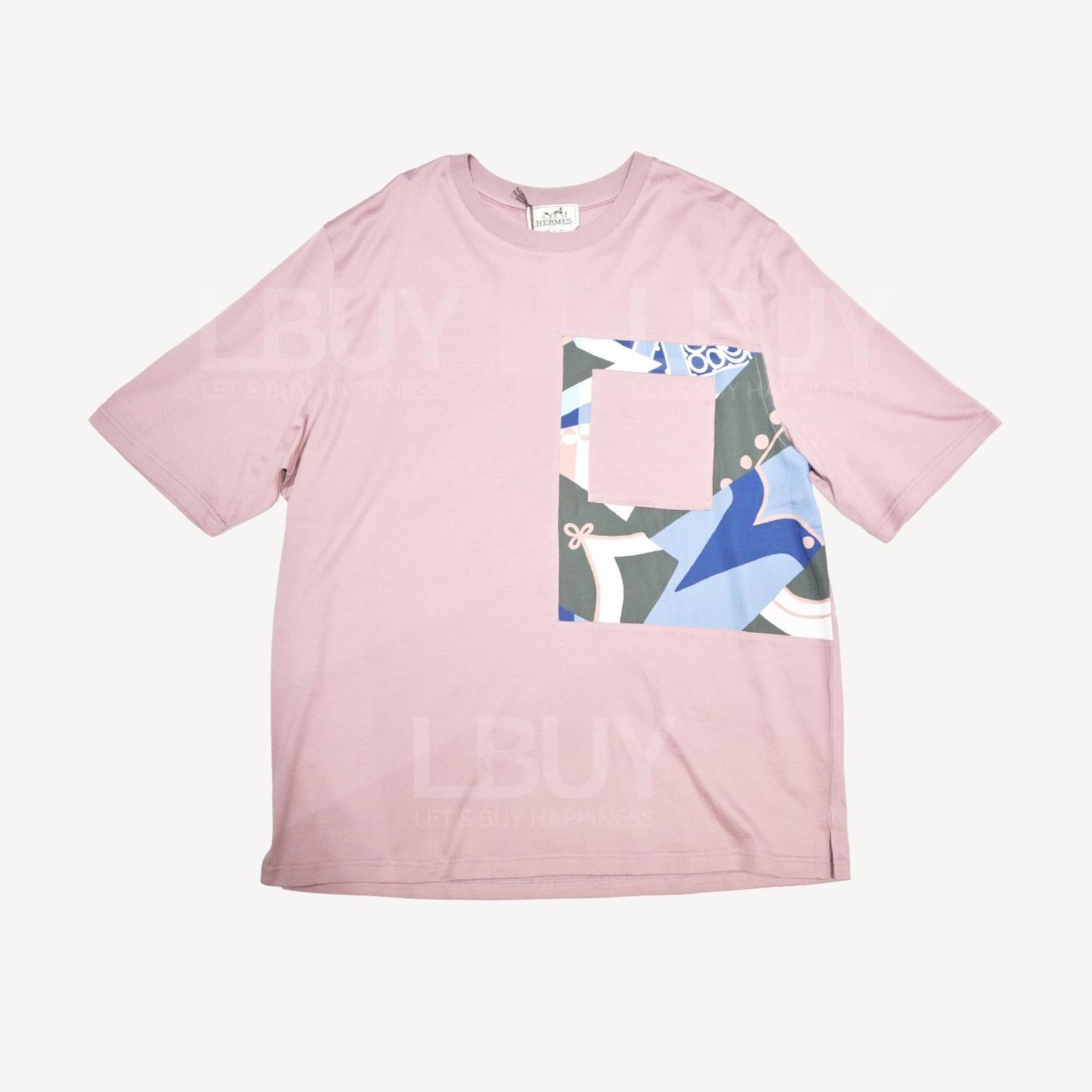 Hermes Zouaves et Dragons Cotton T-Shirt Rose Grise