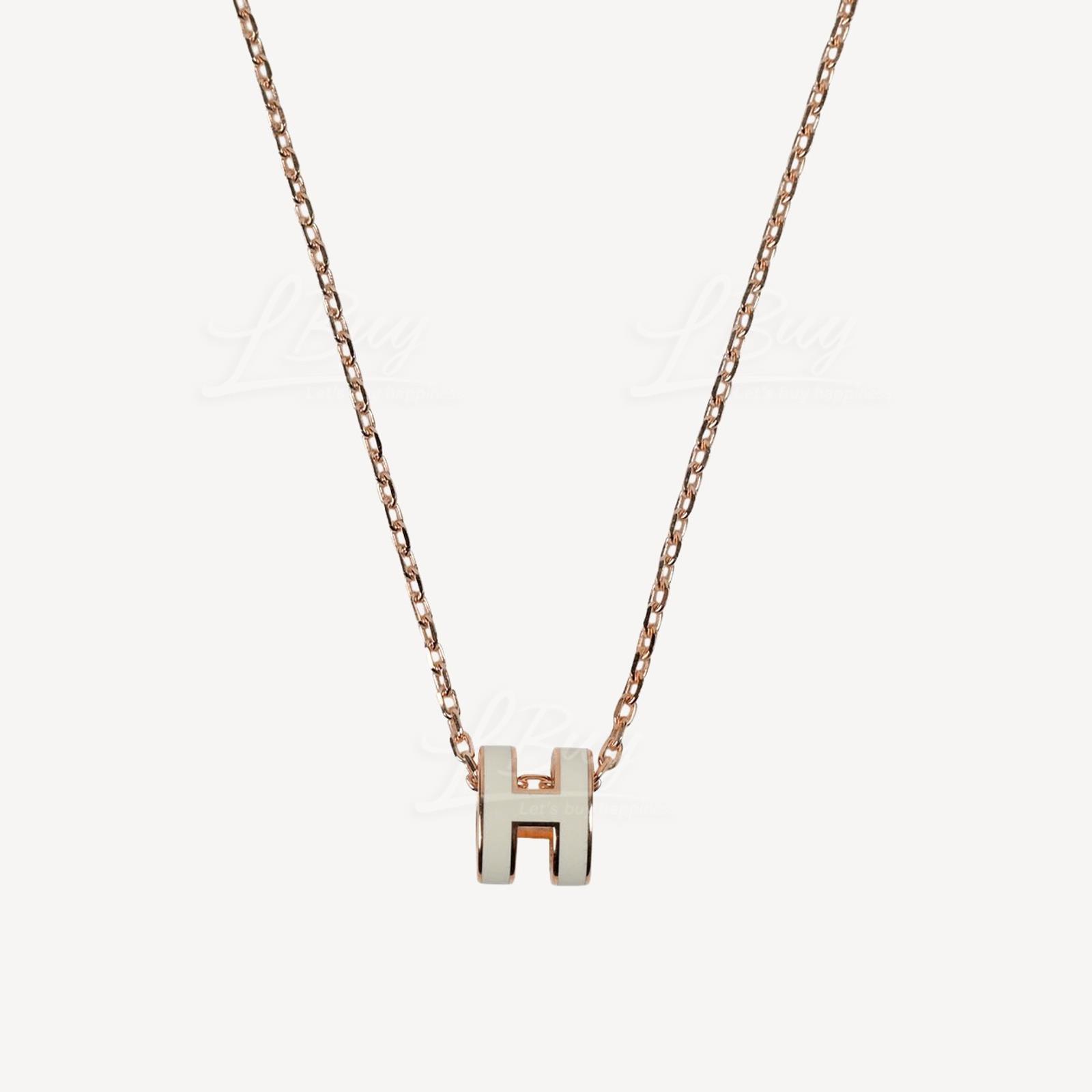 Hermes Mini Pop H Necklace 項鍊 白色配玫瑰金色