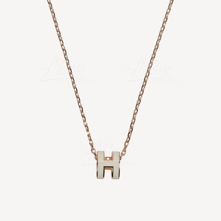 Hermes Mini Pop H Necklace 项链 白色配玫瑰金色